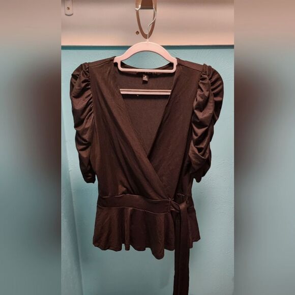 Haute Monde Tops - Black Peplum Blouse